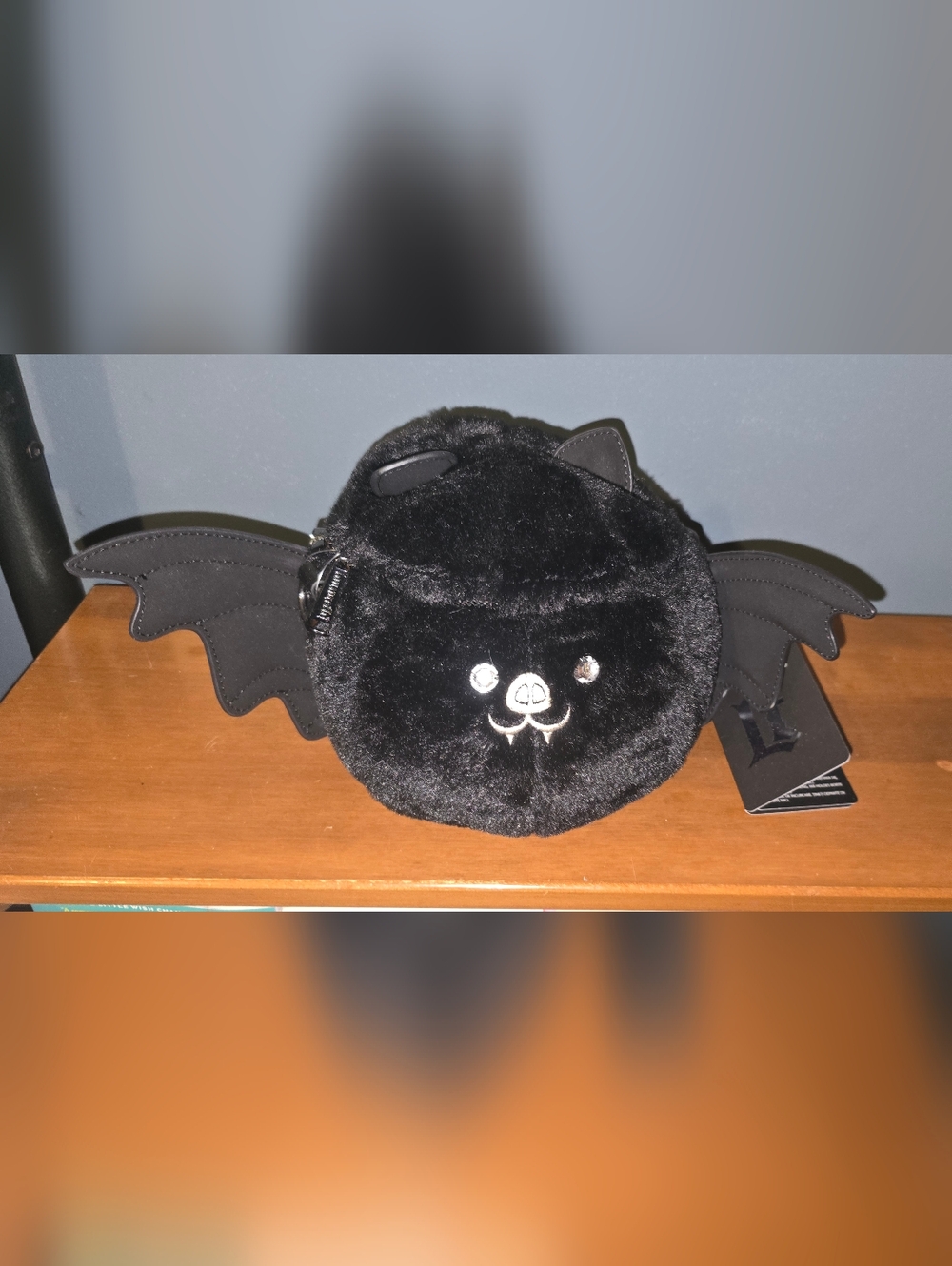 Loungefly Black Plush Bat Crossbody Bag